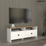 Έπιπλο τηλεόρασης Gradias Megapap χρώμα λευκό - sapphire oak 120x29,6x46,8εκ.