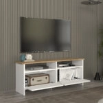 Έπιπλο τηλεόρασης Gradias Megapap χρώμα λευκό - sapphire oak 120x29,6x46,8εκ.