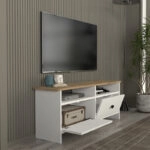 Έπιπλο τηλεόρασης Gradias Megapap χρώμα λευκό - sapphire oak 120x29,6x46,8εκ.