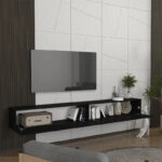 Έπιπλο τηλεόρασης επιτοίχιο Espanse Megapap χρώμα μαύρο 241,8x31,7x30εκ.