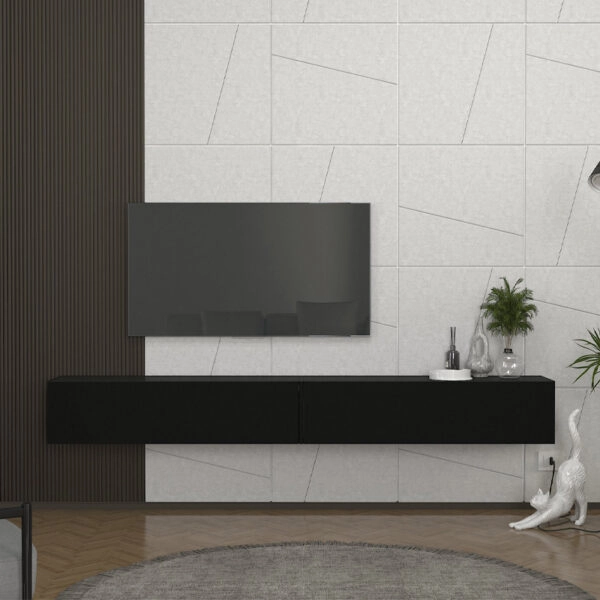 Έπιπλο τηλεόρασης επιτοίχιο Espanse Megapap χρώμα μαύρο 241,8x31,7x30εκ.