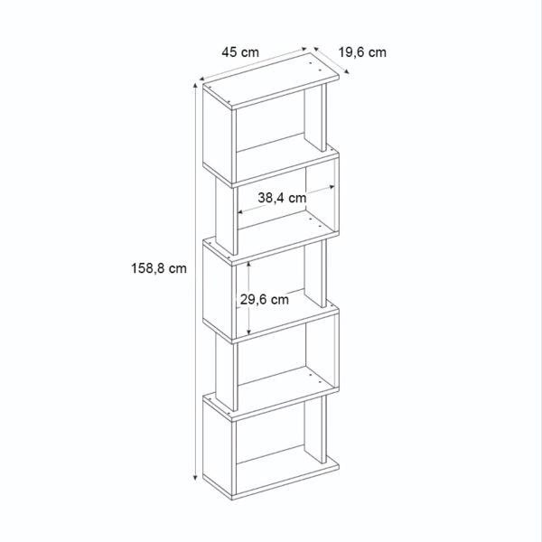 Βιβλιοθήκη Alvina Megapap χρώμα sapphire oak - ανθρακί 45x19,6x158,8εκ.