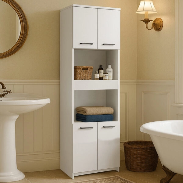 Ντουλάπι κουζίνας - μπάνιου Alvento Megapap χρώμα λευκό 60x42x180εκ.