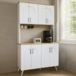 Έπιπλο κουζίνας Kalira 4 Megapap χρώμα λευκό - rota oak 120x40x196εκ.