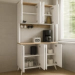 Έπιπλο κουζίνας Kalira 4 Megapap χρώμα λευκό - rota oak 120x40x196εκ.