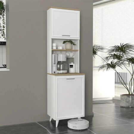 Έπιπλο κουζίνας Potter 1 Megapap χρώμα λευκό - rota oak 53