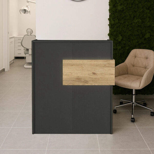 Γραφείο υποδοχής - reception Aloha Megapap με LED χρώμα ανθρακί - sepet oak 95,5x40x110,3εκ.