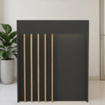 Γραφείο υποδοχής - reception Karibu Megapap με LED χρώμα ανθρακί - sepet oak 90x40x100εκ.