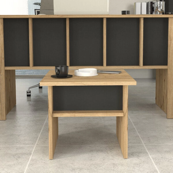 Τραπεζάκι σαλονιού - γραφείου Nika Megapap χρώμα sepet oak - ανθρακί 45x45x40εκ.