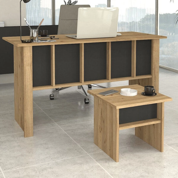 Τραπεζάκι σαλονιού - γραφείου Nika Megapap χρώμα sepet oak - ανθρακί 45x45x40εκ.