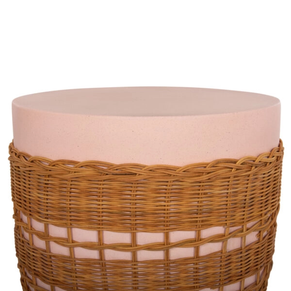 ΒΟΗΘΗΤΙΚΟ ΤΡΑΠΕΖΙ VILHENA HM18166 FIBER CEMENT ΡΟΖ-RATTAN ΦΥΣΙΚΟ Φ44.5x45Υεκ.