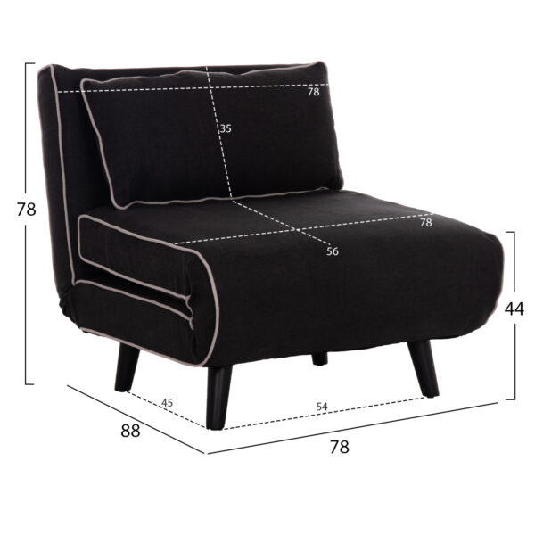 ΠΟΛΥΘΡΟΝΑ ΚΡΕΒΑΤΙ BRAXTON HM8425.03 ΜΑΥΡΟ ΥΦΑΣΜΑ 78x88x78Υεκ.