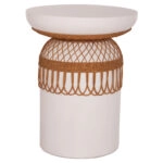 ΤΡΑΠΕΖΙ ΤΡΑΠΕΖΑΡΙΑΣ PRILEP HM18159.02 FIBER CEMENT ΛΕΥΚΟ & RATTAN--Φ60x76,5Υεκ