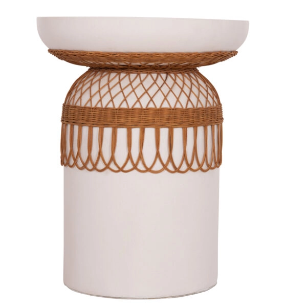 ΤΡΑΠΕΖΙ ΤΡΑΠΕΖΑΡΙΑΣ PRILEP HM18159.02 FIBER CEMENT ΛΕΥΚΟ & RATTAN--Φ60x76,5Υεκ