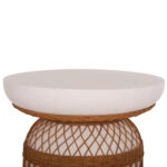 ΤΡΑΠΕΖΙ ΤΡΑΠΕΖΑΡΙΑΣ PRILEP HM18159.02 FIBER CEMENT ΛΕΥΚΟ & RATTAN--Φ60x76,5Υεκ