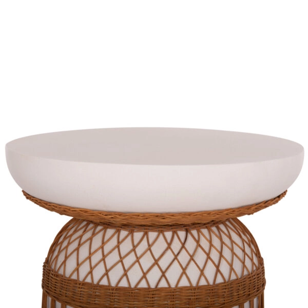 ΤΡΑΠΕΖΙ ΤΡΑΠΕΖΑΡΙΑΣ PRILEP HM18159.02 FIBER CEMENT ΛΕΥΚΟ & RATTAN--Φ60x76,5Υεκ