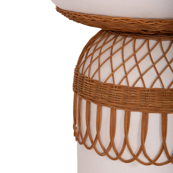 ΤΡΑΠΕΖΙ ΤΡΑΠΕΖΑΡΙΑΣ PRILEP HM18159.02 FIBER CEMENT ΛΕΥΚΟ & RATTAN--Φ60x76,5Υεκ