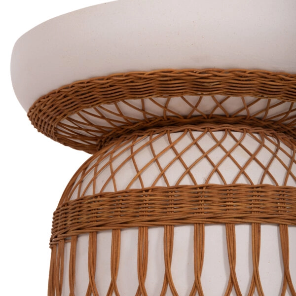 ΤΡΑΠΕΖΙ ΤΡΑΠΕΖΑΡΙΑΣ PRILEP HM18159.02 FIBER CEMENT ΛΕΥΚΟ & RATTAN--Φ60x76,5Υεκ