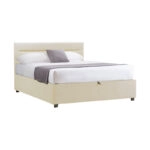 Κρεβάτι Molito  βελούδο σε εκρού απόχρωση με αποθηκευτικό χώρο120x200εκ