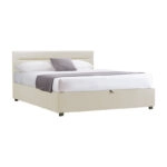 Κρεβάτι Molito βελούδο σε εκρού απόχρωση με αποθηκευτικό χώρο150x200εκ