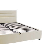 Κρεβάτι Molito βελούδο σε εκρού απόχρωση με αποθηκευτικό χώρο150x200εκ