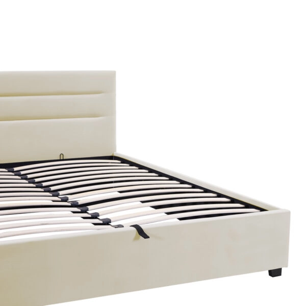 Κρεβάτι Molito βελούδο σε εκρού απόχρωση με αποθηκευτικό χώρο150x200εκ