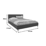 Κρεβάτι Mago ύφασμα σε ανθρακί απόχρωση με ξύλινο πόδι 160x200εκ