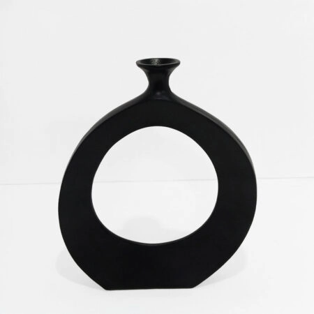 ABSTRACT CIRCLE ΒΑΖΟ 37x5x45cm ΑΛΟΥΜΙΝΙΟ ΜΑΥΡΟ