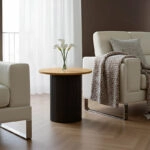 Βοηθητικό τραπέζι Dovel mdf σε sonoma -μαύρο μέταλλο Φ50x50εκ