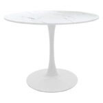 Tραπέζι Balou  mdf σε λευκή απόχρωση με όψη μαρμάρου Φ120x73εκ