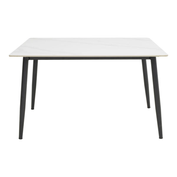 Τραπέζι Gustas  λευκό μαρμάρου sintered stone-μαύρο μέταλλο 120x80x76εκ