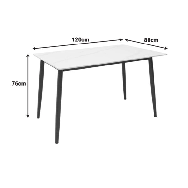 Τραπέζι Gustas  λευκό μαρμάρου sintered stone-μαύρο μέταλλο 120x80x76εκ