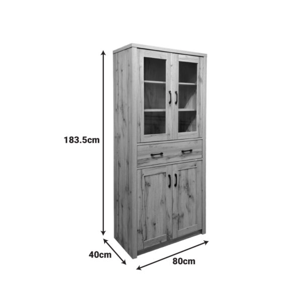 Βιτρίνα-ντουλάπα Nisso  σε oak απόχρωση 80x40x183.5εκ