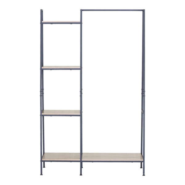 Έπιπλο εισόδου-ραφιέρα Herevy  σε oak απόχρωση με μαύρο μέταλλο 101x35x160εκ