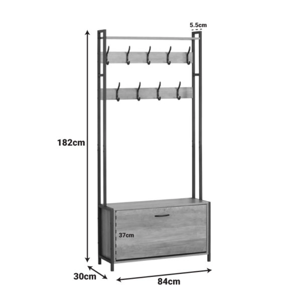 Έπιπλο εισόδου Ventoria  σε oak απόχρωση με μαύρο μέταλλο 84x30x182εκ
