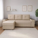 Triumph Γωνιακός Καναπές Κρεβάτι με Αναστρέψιμη Γωνία Μπεζ 241x147x94cm