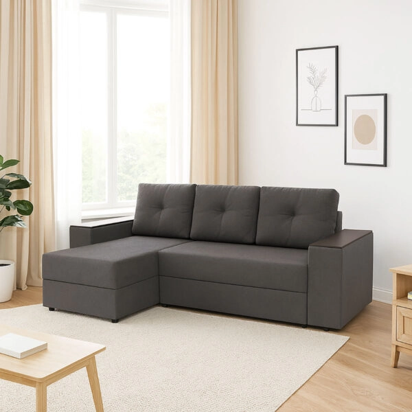Triumph Γωνιακός Καναπές Κρεβάτι με Αναστρέψιμη Γωνία Γκρι 241x147x94cm