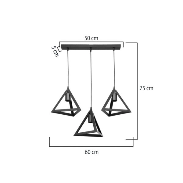 Φωτιστικό οροφής τρίφωτο Lich pp σε μαύρη απόχρωση 60x24x75εκ