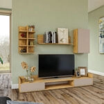 Σύνθεση τηλεόρασης Callisto Χρυσό Δρυς-Γκρεζ 200x40x180cm