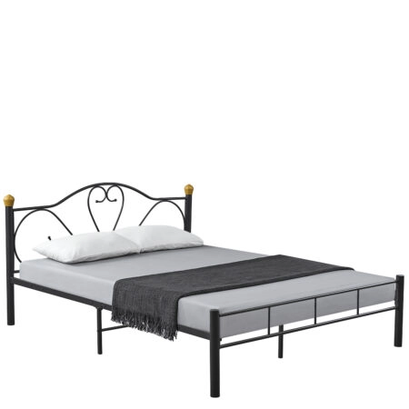 Κρεβάτι Υπέρδιπλο ArteLibre MOONRISE Μαύρο Μέταλλο Για Στρώμα 160x200cm