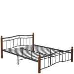 Κρεβάτι Ημίδιπλο ArteLibre ARROWHEAD Μαύρο/Καρυδί Μέταλλο Για Στρώμα 120x200cm