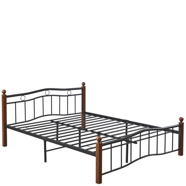 Κρεβάτι Ημίδιπλο ArteLibre ARROWHEAD Μαύρο/Καρυδί Μέταλλο Για Στρώμα 120x200cm