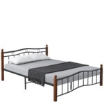 Κρεβάτι Ημίδιπλο ArteLibre ARROWHEAD Μαύρο/Καρυδί Μέταλλο Για Στρώμα 120x200cm