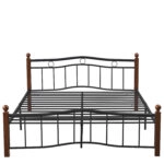 Κρεβάτι Ημίδιπλο ArteLibre ARROWHEAD Μαύρο/Καρυδί Μέταλλο Για Στρώμα 120x200cm