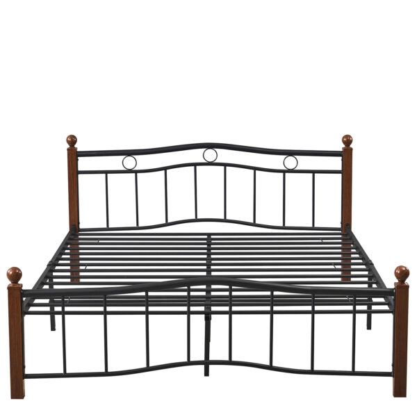 Κρεβάτι Ημίδιπλο ArteLibre ARROWHEAD Μαύρο/Καρυδί Μέταλλο Για Στρώμα 120x200cm