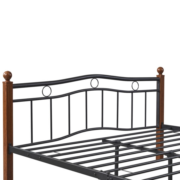 Κρεβάτι Ημίδιπλο ArteLibre ARROWHEAD Μαύρο/Καρυδί Μέταλλο Για Στρώμα 120x200cm