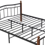 Κρεβάτι Ημίδιπλο ArteLibre ARROWHEAD Μαύρο/Καρυδί Μέταλλο Για Στρώμα 120x200cm