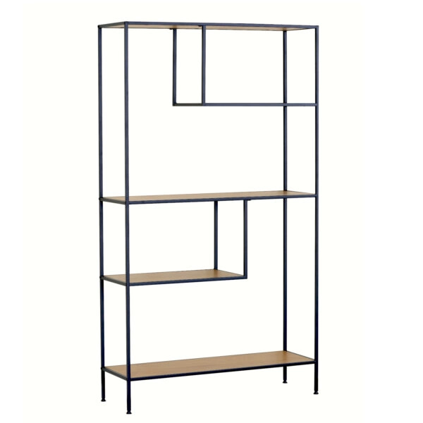 Βιβλιοθήκη ArteLibre YARWOOD Δρυς/Μαύρο Μοριοσανίδα/Μέταλλο 100x33x178cm