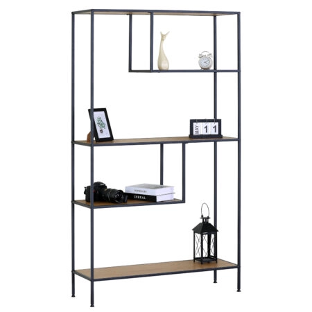 Βιβλιοθήκη ArteLibre YARWOOD Δρυς/Μαύρο Μοριοσανίδα/Μέταλλο 100x33x178cm