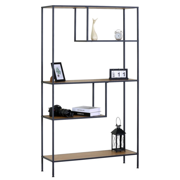 Βιβλιοθήκη ArteLibre YARWOOD Δρυς/Μαύρο Μοριοσανίδα/Μέταλλο 100x33x178cm